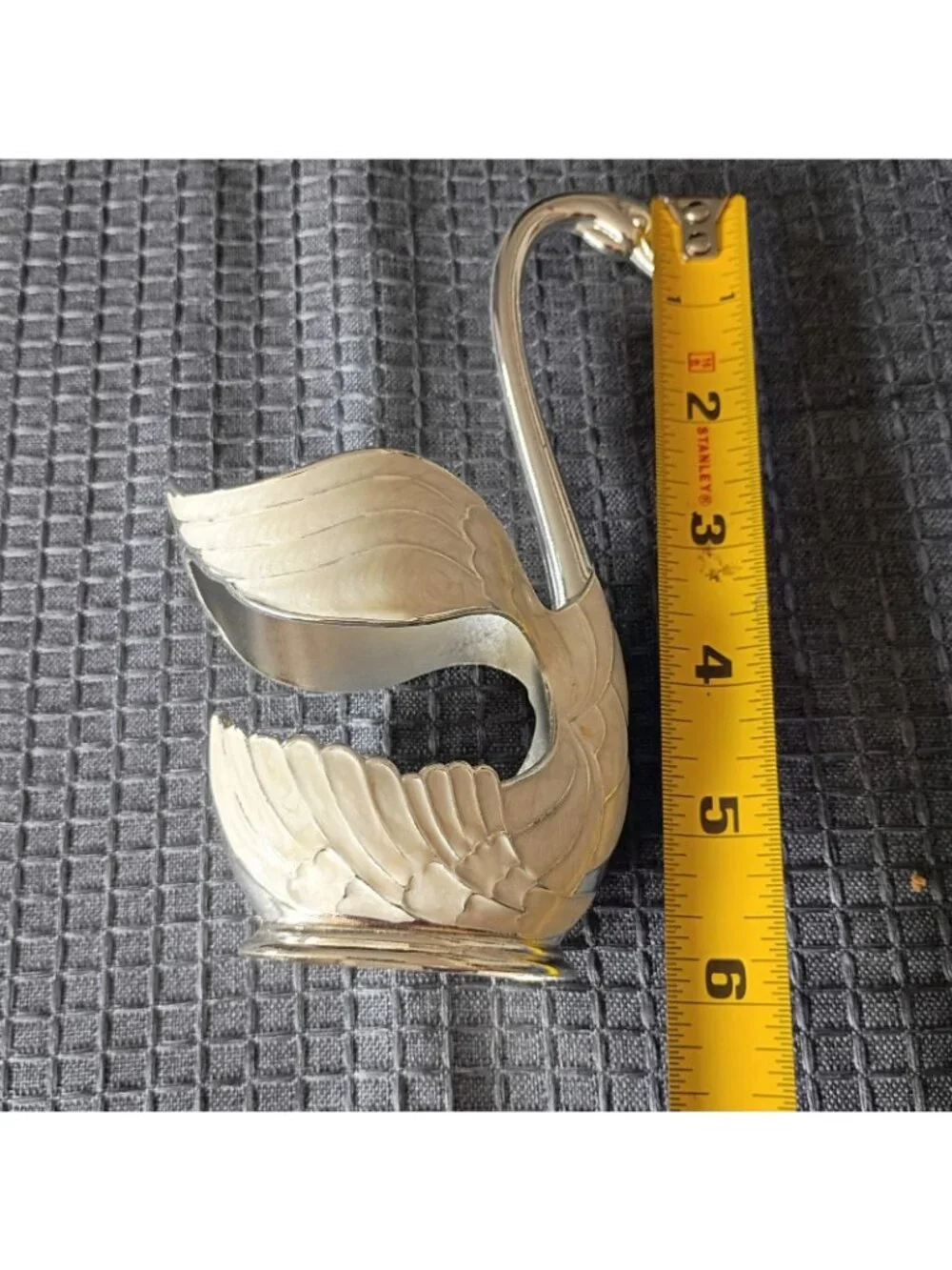 Metal White Enameled Swan Figurine